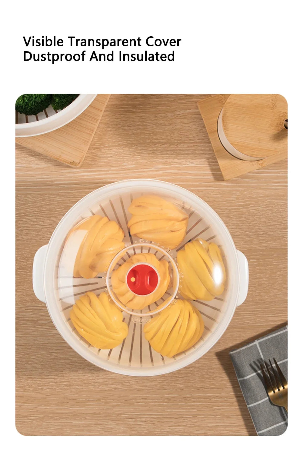 COOKER KING Microwave Heating Steamer Large Capacity Household Kitchen Steamer Box with Steam Vent