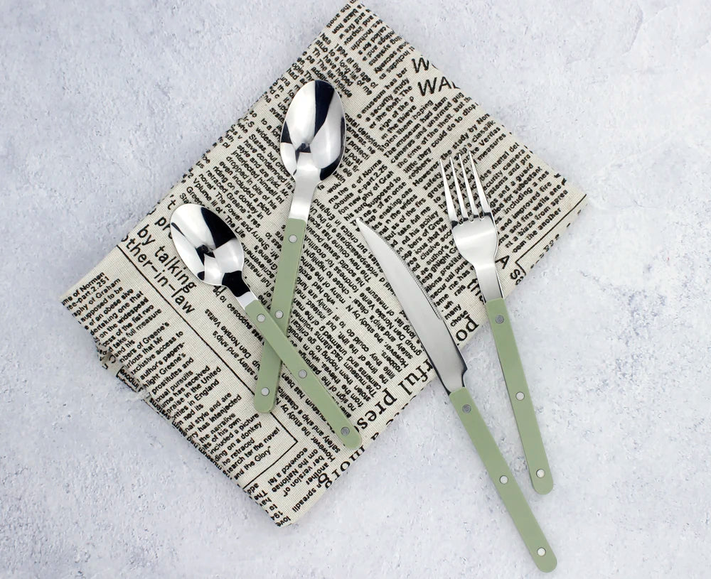 Fashionable Design Top Mirror Polishing Cutlery Sets Stainless Steel 18/8(304) ABS Handle With Rivets Silverware Set For Kitchen