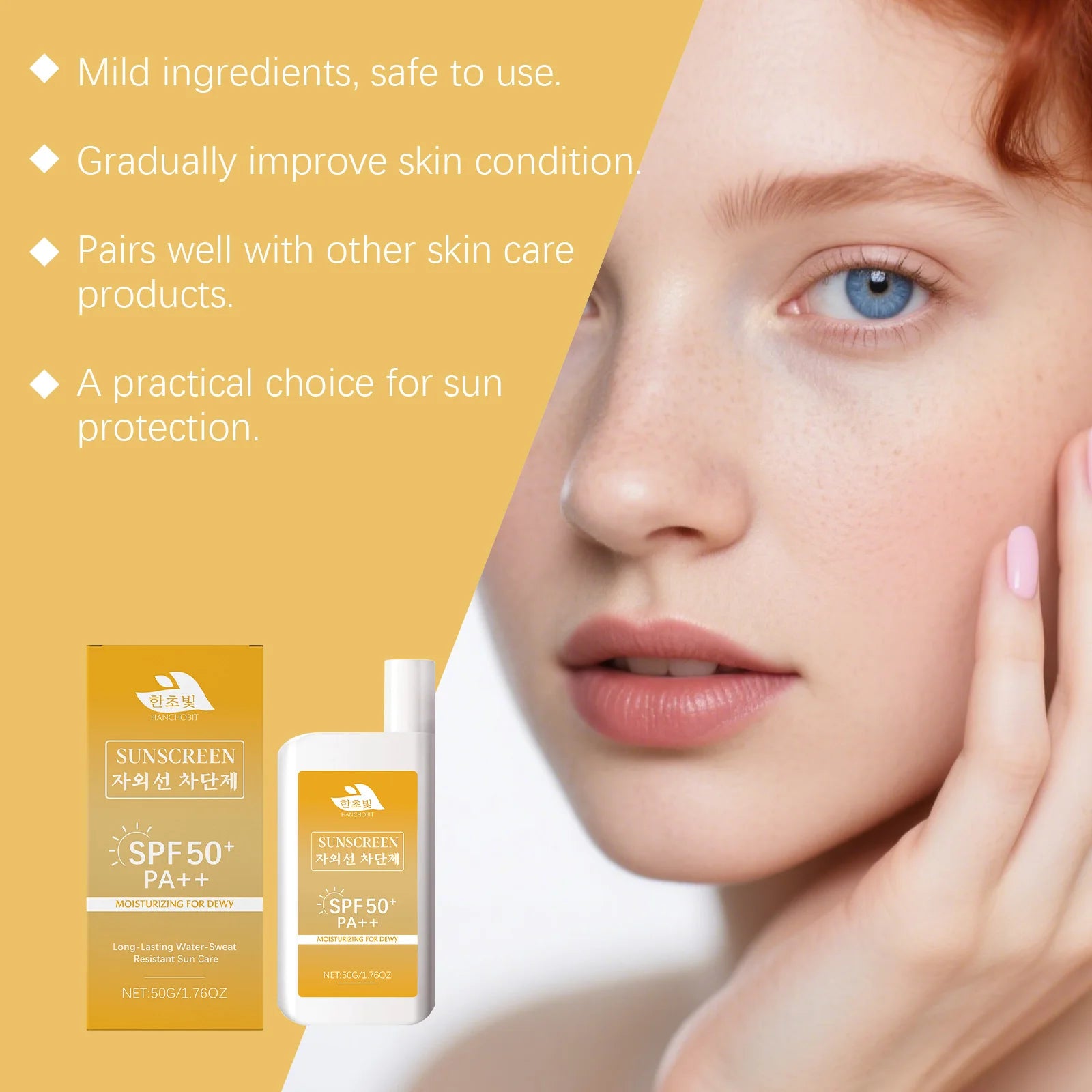 Lightweight Hydrating Sunscreen SPF 50++ Long Lasting UV Protection Fast Absorb No Sticky Oil Control Refreshing Sunblock Lotion