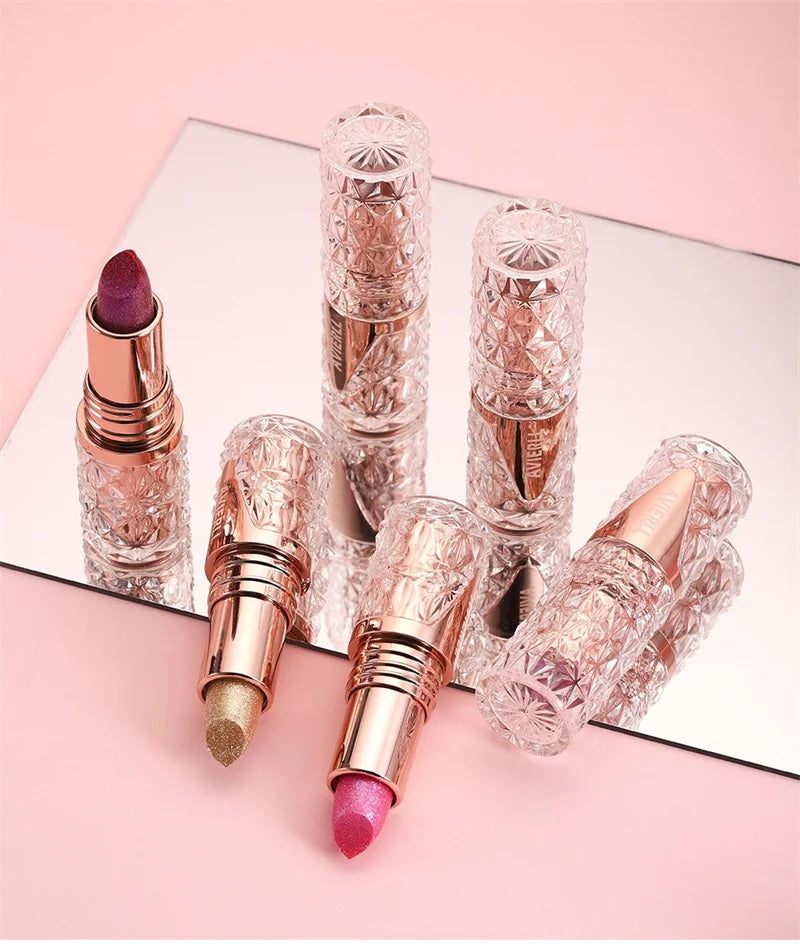 10 Colors 3 in 1 Pearlescent Lipstick Long Lasting Moisturizing Sparkling Quicksand Gold Lip Gloss Pearl Shimmer Sexy Lip Makeup