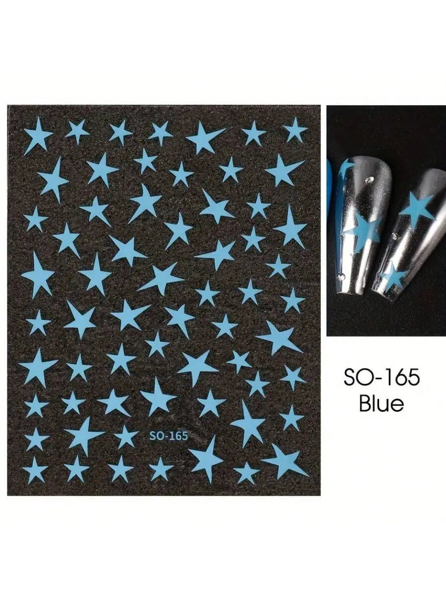 1/4 PCS 3D Metal Silver Golden Starburst  Nails Stickers Manicure French Nail Art Decoration Decal Y2K Nail Art Tips Nail Charm