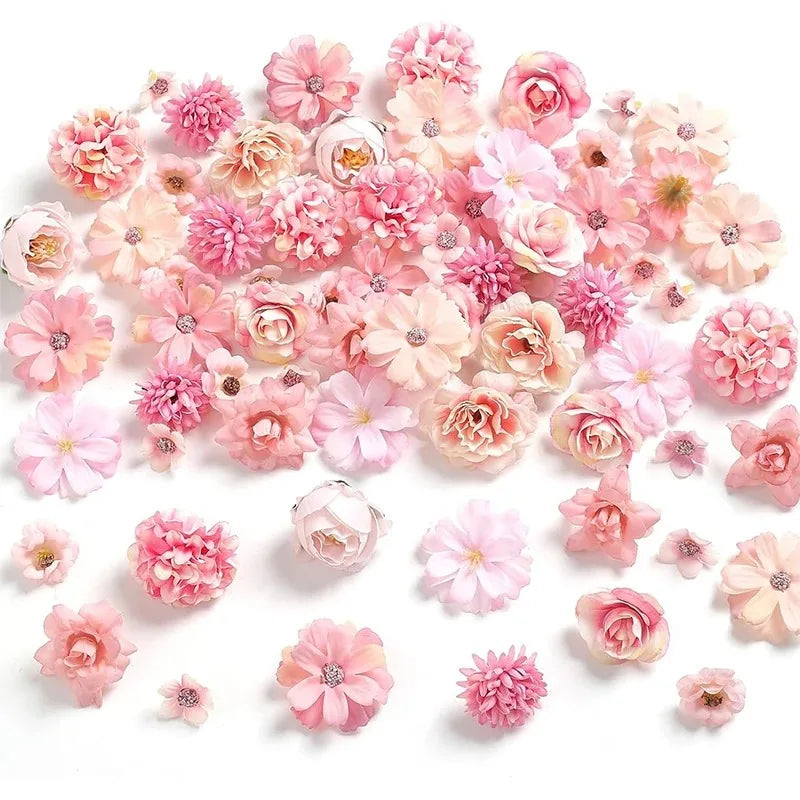 1Bag Artificial Flower Head For Home Room Wedding Decoration Handmade Craft Wreath Christmas Tree Decor 2025 Navidad Supplies