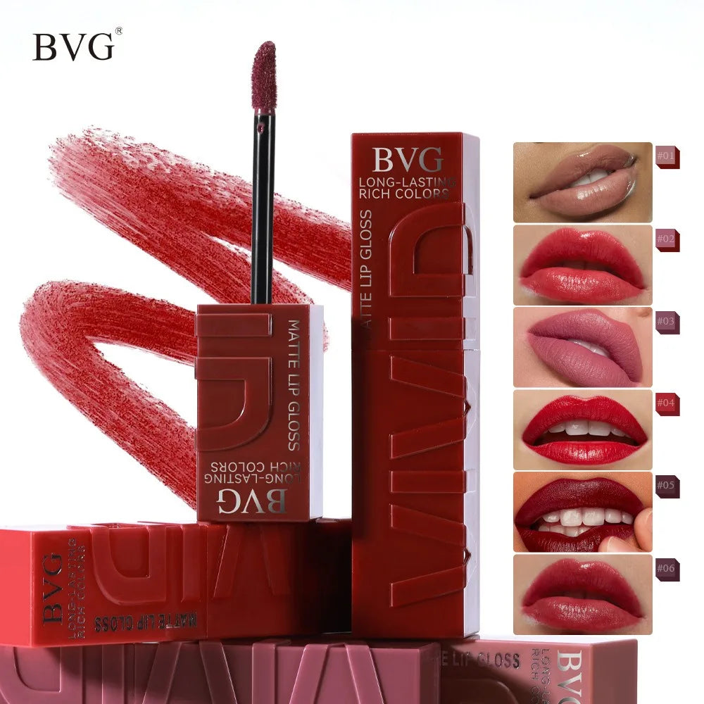 High-End Multi-Color Matte Lip Gloss Long-Lasting Non-Greasy Liquid Lipstick Rich Warm Colors Fading Liquid Makeup