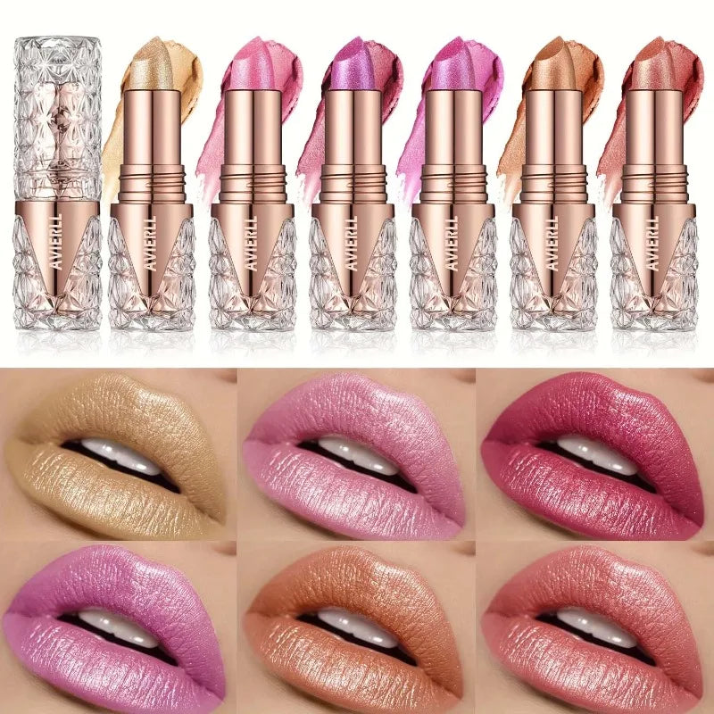10 Colors 3 in 1 Pearlescent Lipstick Long Lasting Moisturizing Sparkling Quicksand Gold Lip Gloss Pearl Shimmer Sexy Lip Makeup