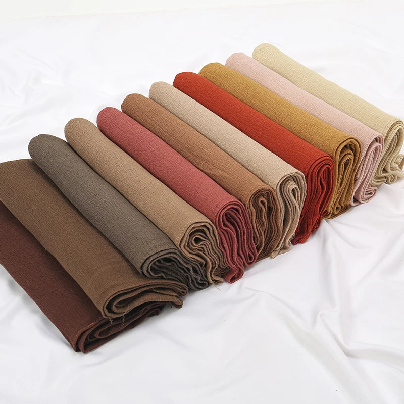 New Crinkle Rayon Hijab For Women Muslim Scarf Long Shawls Solid Islamic Turban Headband Heascarf Wraps Ramandan Headband