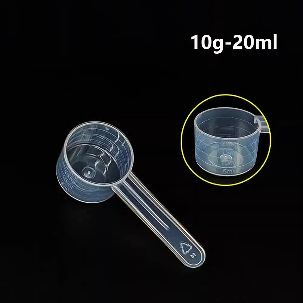 5pcs/set Transparent Plastic Spoon Measuring Flat-bottomed Spoon with Scale Useful Kitchen Baking Measuring Spoon