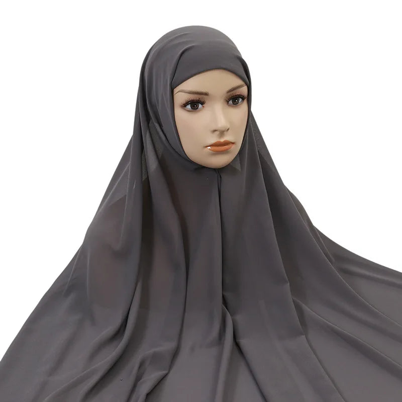Muslim Women Chiffon Hijab With Cap Bonnet Instant Chiffon Hijab Pinles Shawl Head Scarf Under scarf Caps Cover Headwrap