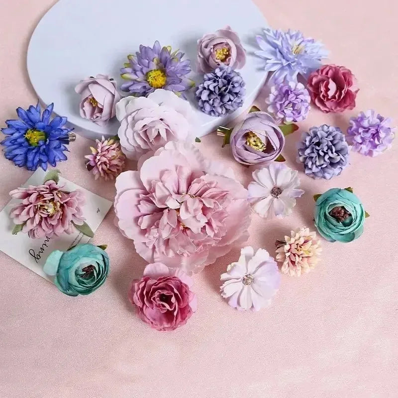1Bag Artificial Flower Head For Home Room Wedding Decoration Handmade Craft Wreath Christmas Tree Decor 2025 Navidad Supplies