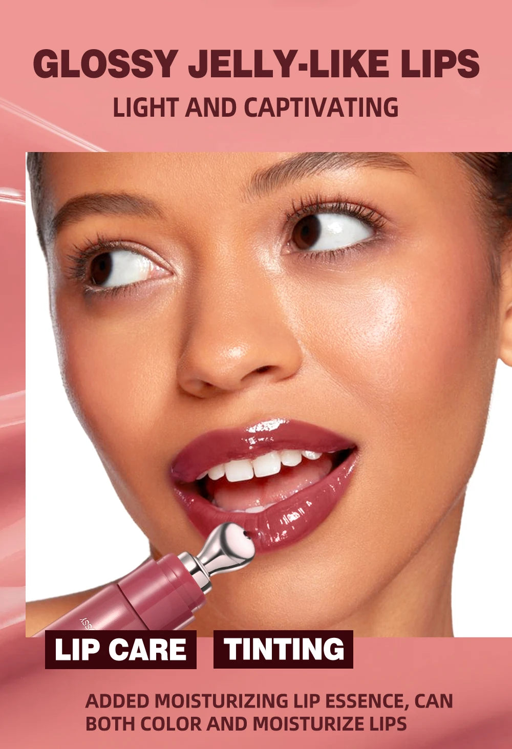 QIBEST Mirror Pearl Lipgloss Long Lasting Moisturizing Lipstick Shine Glitter Lip Glaze Non Stick Cup Jelly Pout Lip Tint Makeup