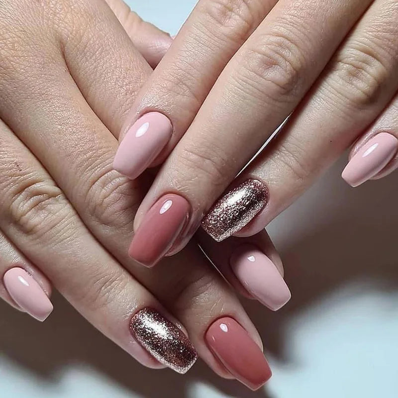 24Pcs/Set Love Ballerina Press on Nails Sets Free False Nails Adhesive Full Cover Artificial Art Fake Nail Professional Material