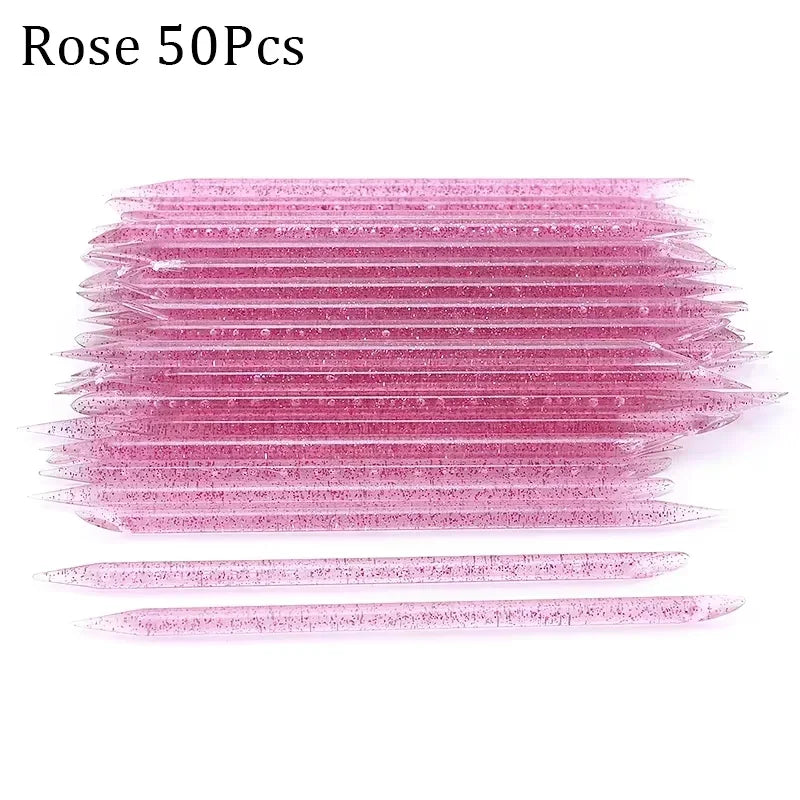 50/100 Pcs Reusable Double-Ended Cuticle Tool - Crystal Nail Art Pusher for Manicure & Pedicure