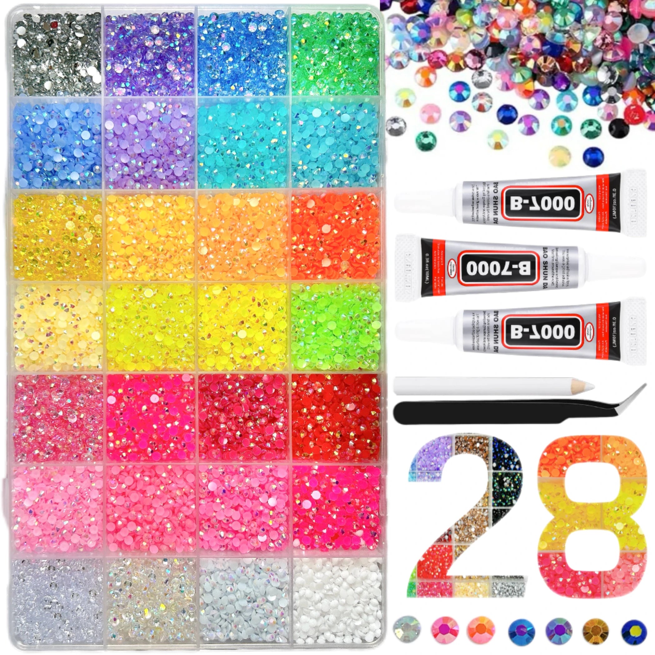 1Box/1Set Hot Selling Flash Nail Rhinestones Bedazzling Kit 3mm Multi-style Colorful Resin Nail Diamond Jewelry DIY Nails Parts
