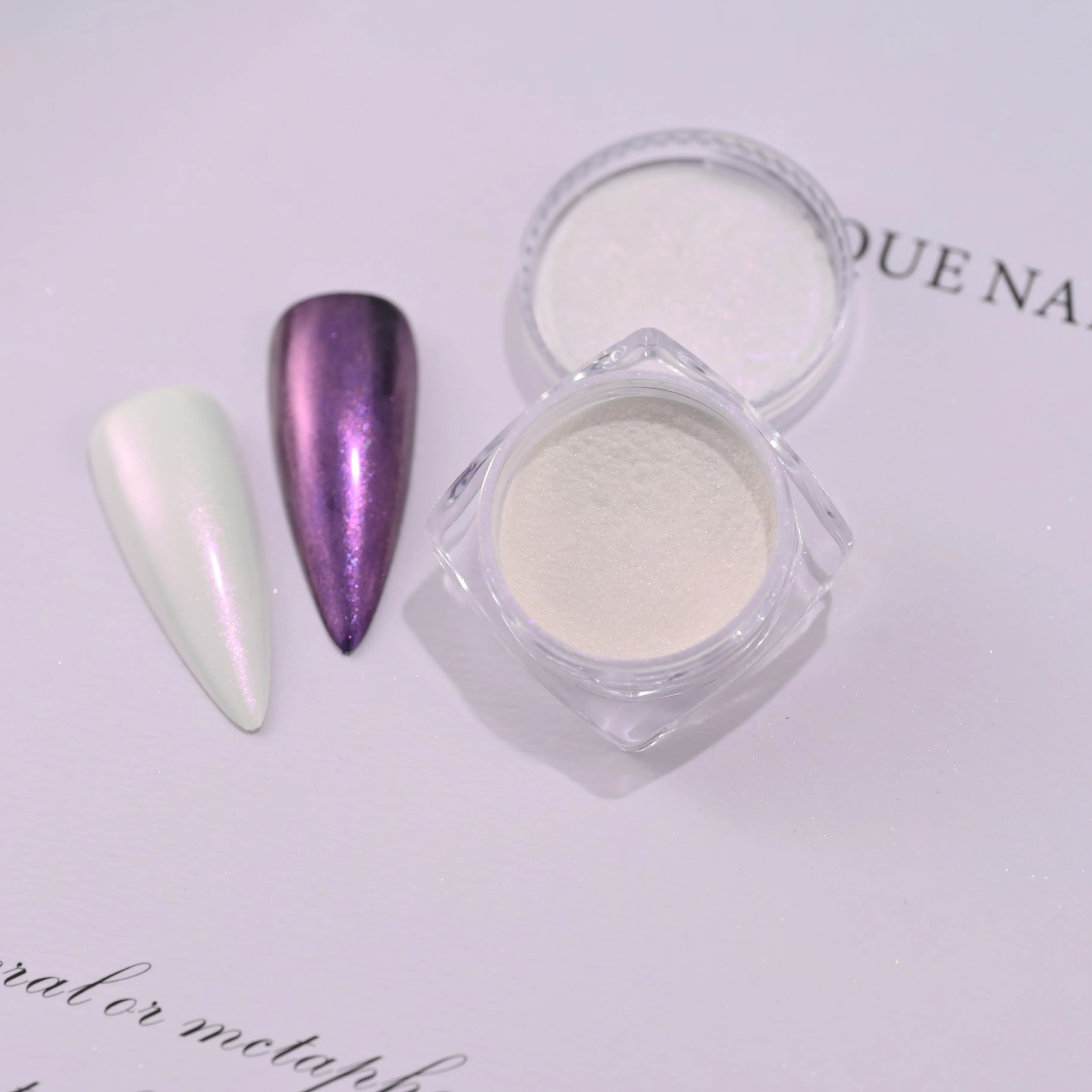 Pearl White Nails Glitter Aurora - Hailey Bieber Nails Moonlight Powders Fritillary Shell Mirror Pigment Nail Decoration