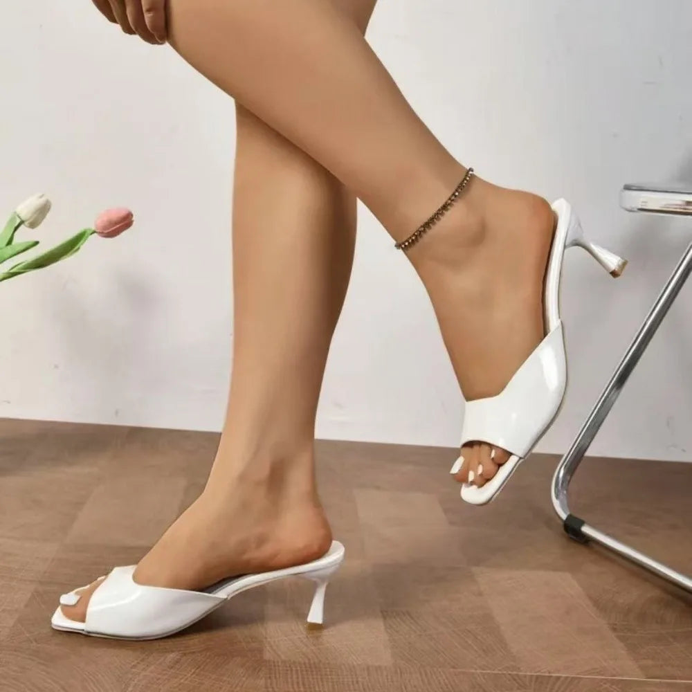 Fashion Fish Mouth Slippers Summer Comfort Dress Shoes Sexy Open Toe Stiletto Sandals Elegant Office Women High Heels