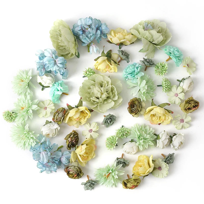 1Bag Artificial Flower Head For Home Room Wedding Decoration Handmade Craft Wreath Christmas Tree Decor 2025 Navidad Supplies
