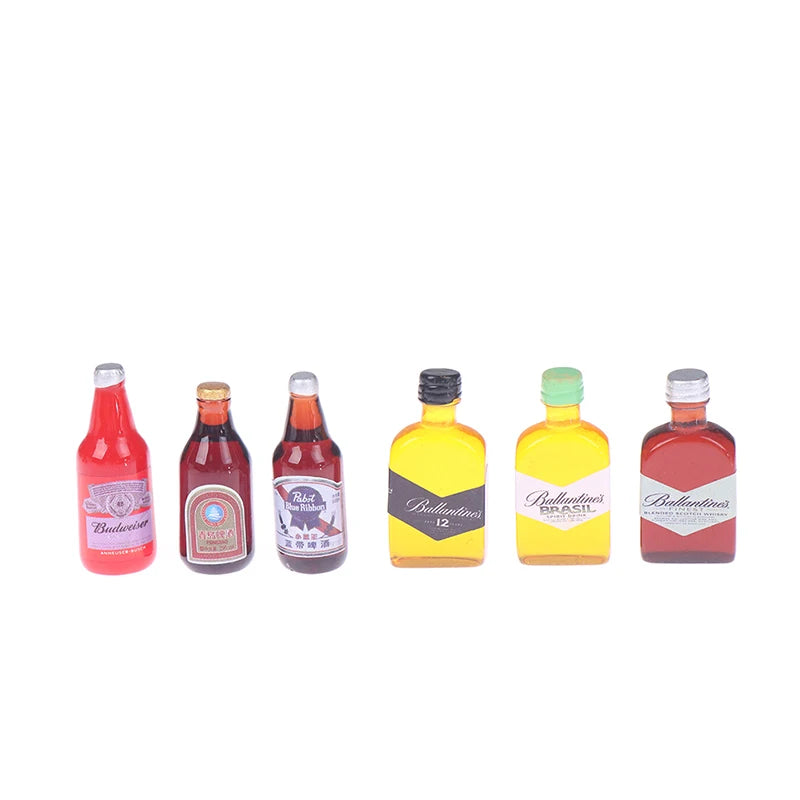 1 Set 1/12 Miniature Wine Bottles Dollhouse Kitchen Accessories - Mini Dolls House Living Room Accessories Beer Drink Bottles