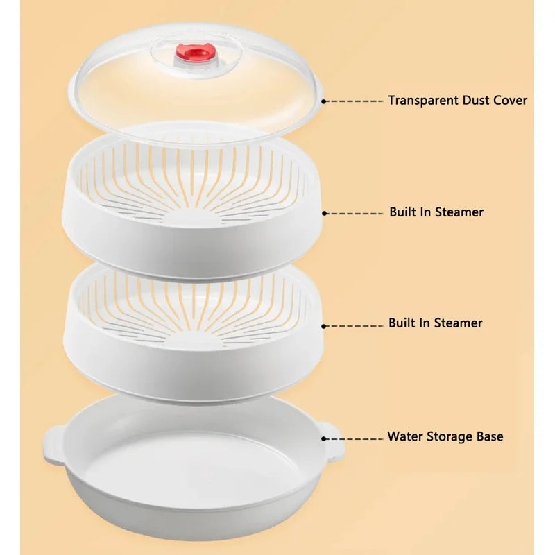 COOKER KING Microwave Heating Steamer Large Capacity Household Kitchen Steamer Box with Steam Vent