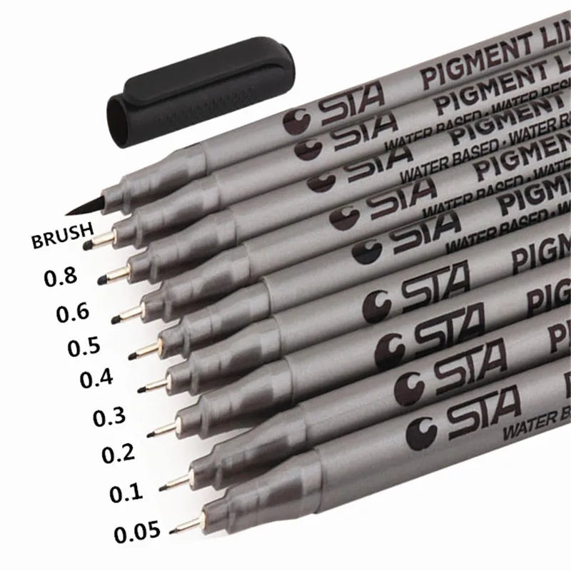 Waterproof Art Markers Brush Pen Sketch Drawing comics Pigment Line Pens  Office  School Stationery Supplies