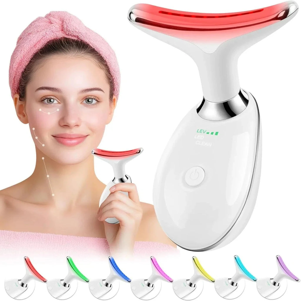 7 Colors LED Lights Face Neck Beauty Device Vibration Massage Improve Neck Lines Face Lifting Machine for Wrinkles, Double Chin2