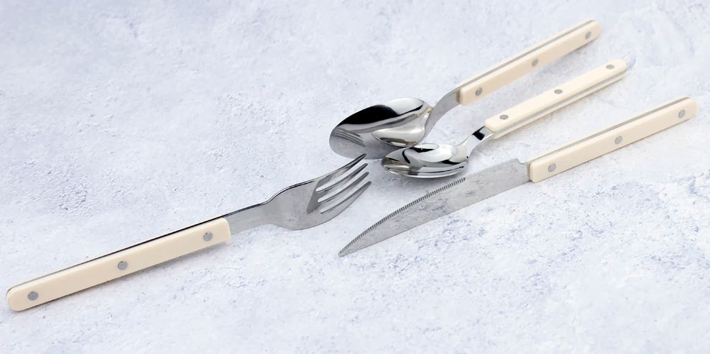Fashionable Design Top Mirror Polishing Cutlery Sets Stainless Steel 18/8(304) ABS Handle With Rivets Silverware Set For Kitchen