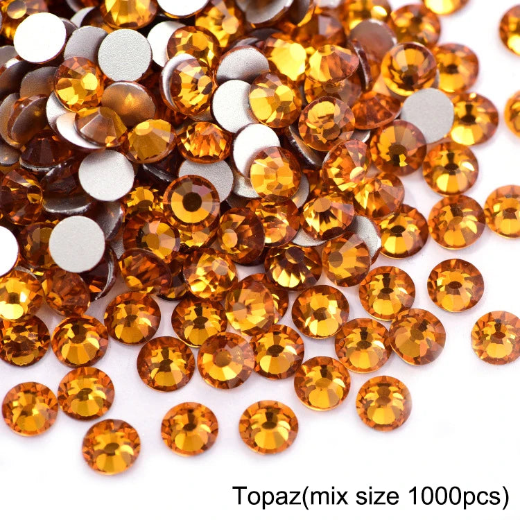 1440Pcs/Pack Flatback 3D Glass Swarovsky DIY Nails Rhinestones Art Decoration Shiny Crystal Stones Gems Manicure