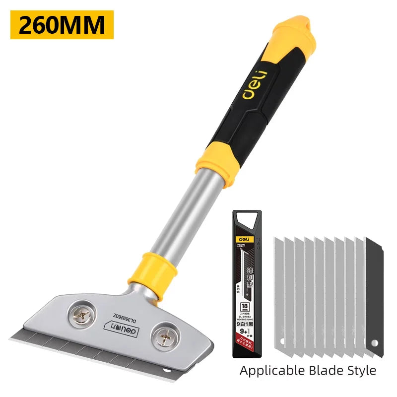 Deli Portable Cleaning Knife Cleaning Shovel Cutter Glass Floor Tiles Scraper Blade Seam Removal Household Kitchen Hand Tool