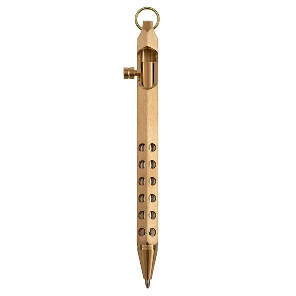 Retro Brass Pen Bolt Action Signature Ballpoint Pen for Business Christmas Birthday School Student Office Stationery