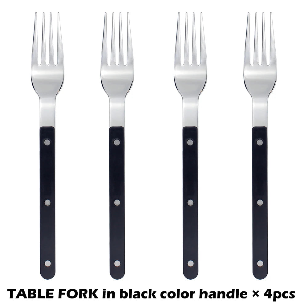 Fashionable Design Top Mirror Polishing Cutlery Sets Stainless Steel 18/8(304) ABS Handle With Rivets Silverware Set For Kitchen