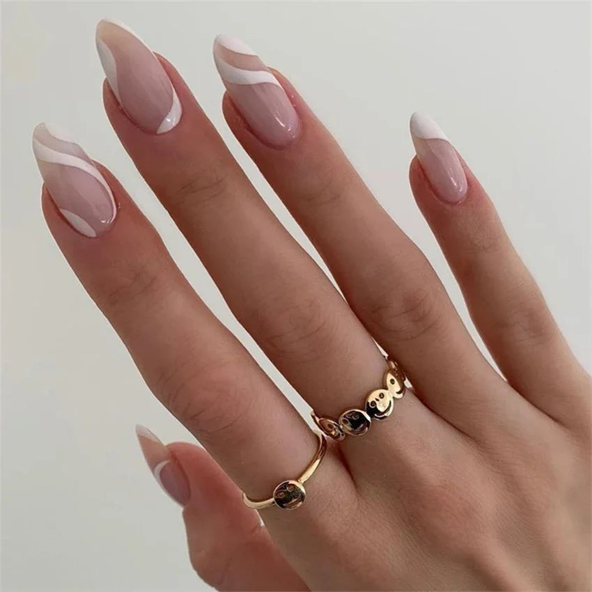 24Pcs/Set Love Ballerina Press on Nails Sets Free False Nails Adhesive Full Cover Artificial Art Fake Nail Professional Material