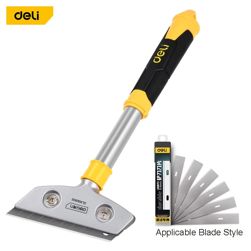 Deli Portable Cleaning Knife Cleaning Shovel Cutter Glass Floor Tiles Scraper Blade Seam Removal Household Kitchen Hand Tool