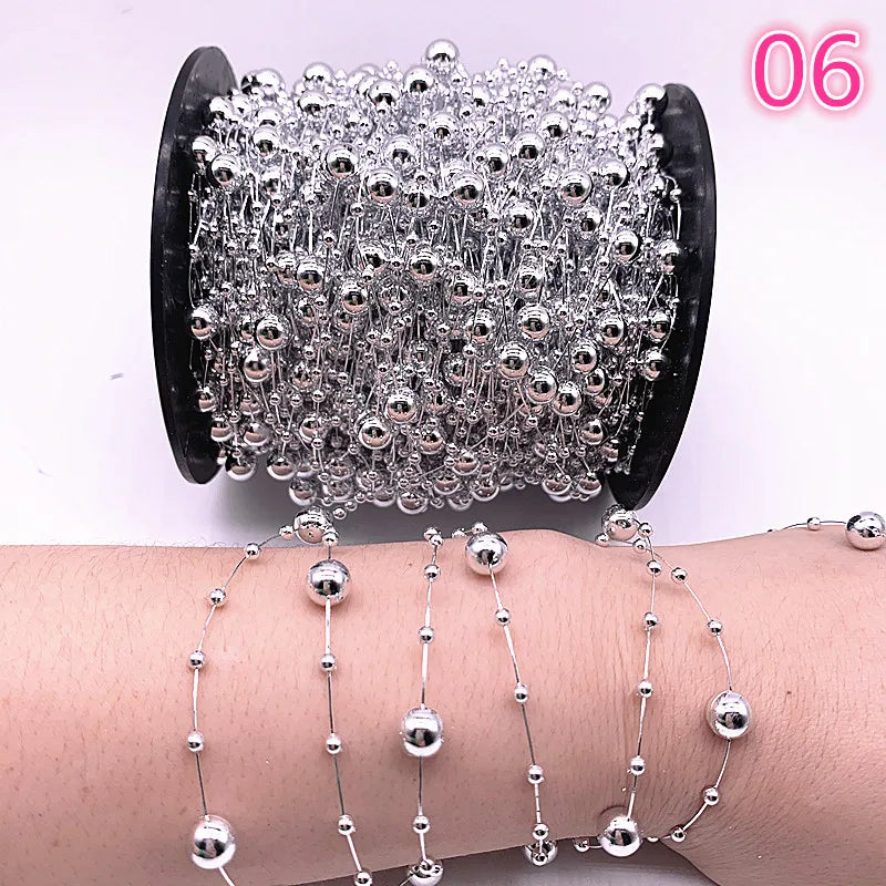 NEW 5yards Fishing Line Artificial Pearls Flower Beads Chain Garland Flowers Wedding Party Decoration Diy
