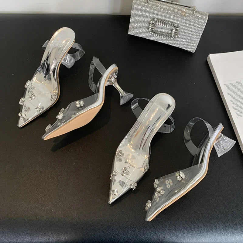 Eilyken CRYSTAL PVC Transparent Women Pumps Fashion Pointed Toe High Heels Party Mules Shoes Zapatillas De Mujer