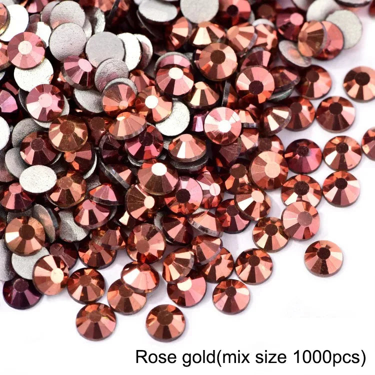 1440Pcs/Pack Flatback 3D Glass Swarovsky DIY Nails Rhinestones Art Decoration Shiny Crystal Stones Gems Manicure