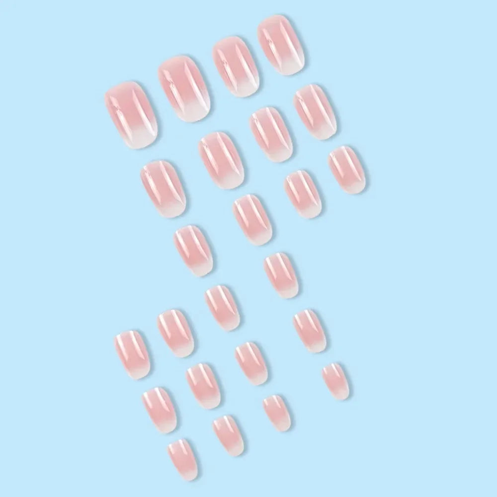 24 PCs Short French Solid Minimalist Nails with 1 Jelly Gel and 1 Nail File