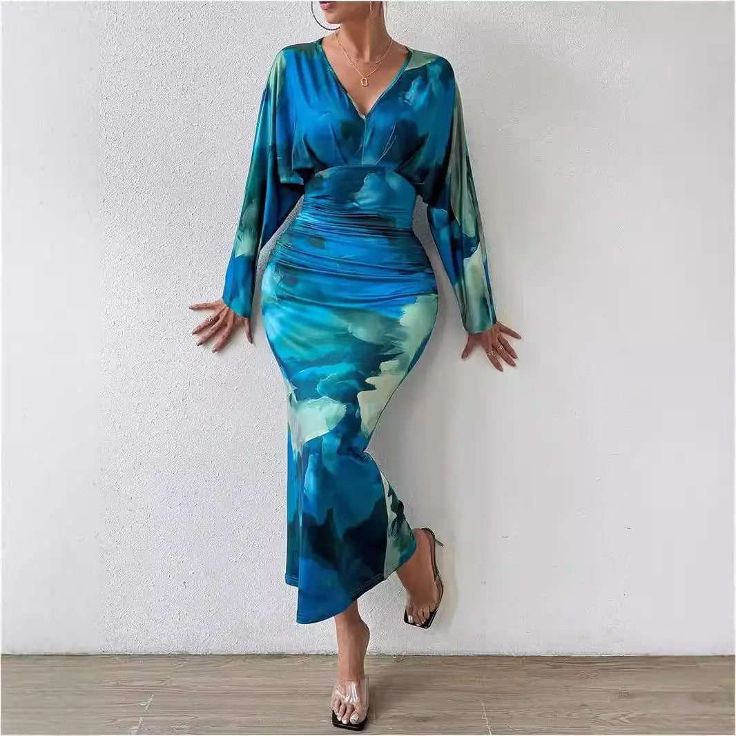 Women's Long Sleeve Dress European Style Batwing Sleeve Other Fabric Ladies Fashion Citywalk Dress Winter Collection