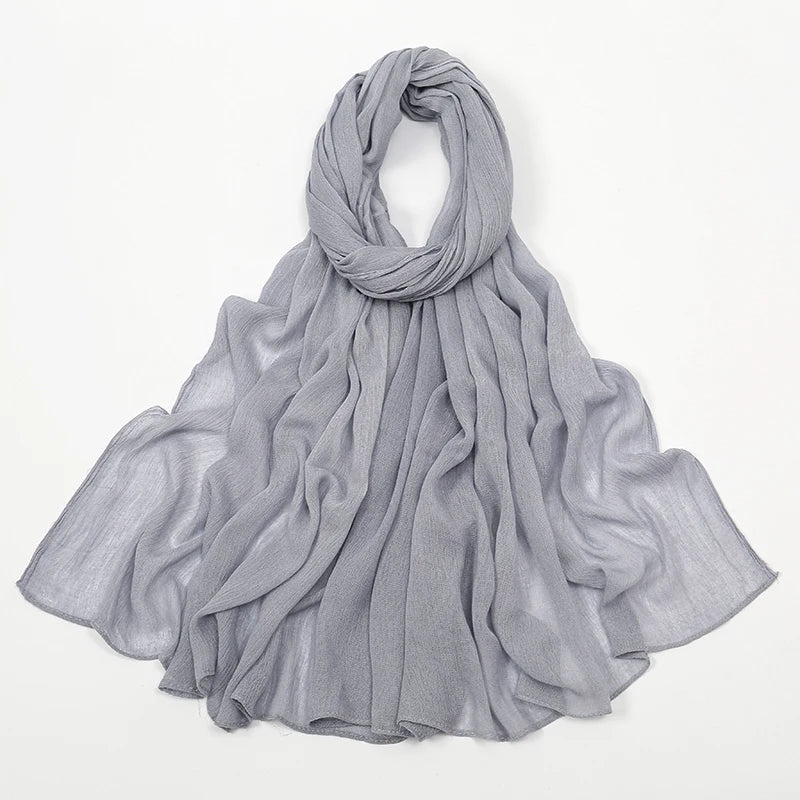 New Arrival Crinkle Rayon Hijab Women Muslim Scarf Shawls Solid Headscarf Wraps Big Size Plain Islamic Turban Headbands Foulard