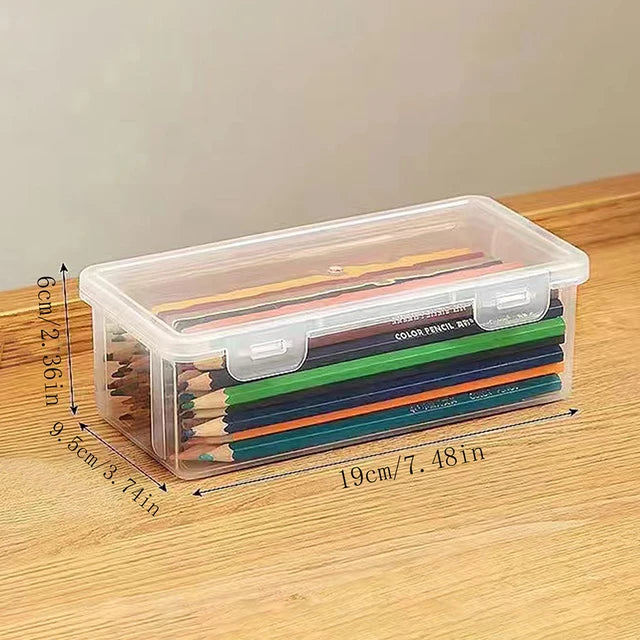 1/2/3/4pcs Clear Pencil Box Large Capacity Plastic Organizer Storage Boxes for School Bulk Stackable Design Office Supplies