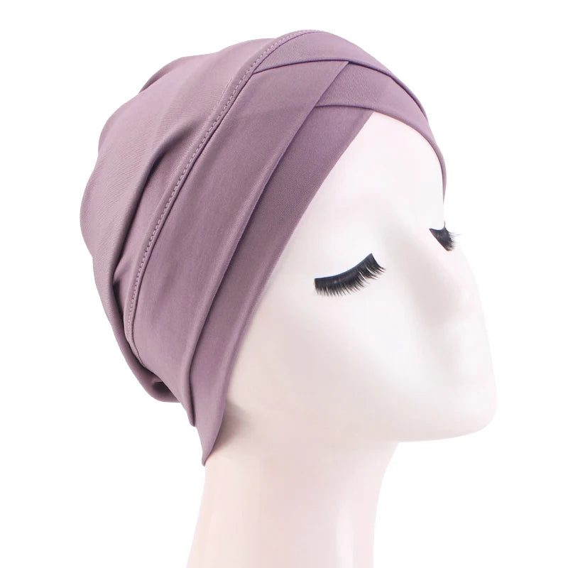 New Women cross muslim hijab inner hat Islamic UnderScarf Arab Wrap Chemo Bandana Muslim Scarf Hijab Bonnet Cap Indian Hat