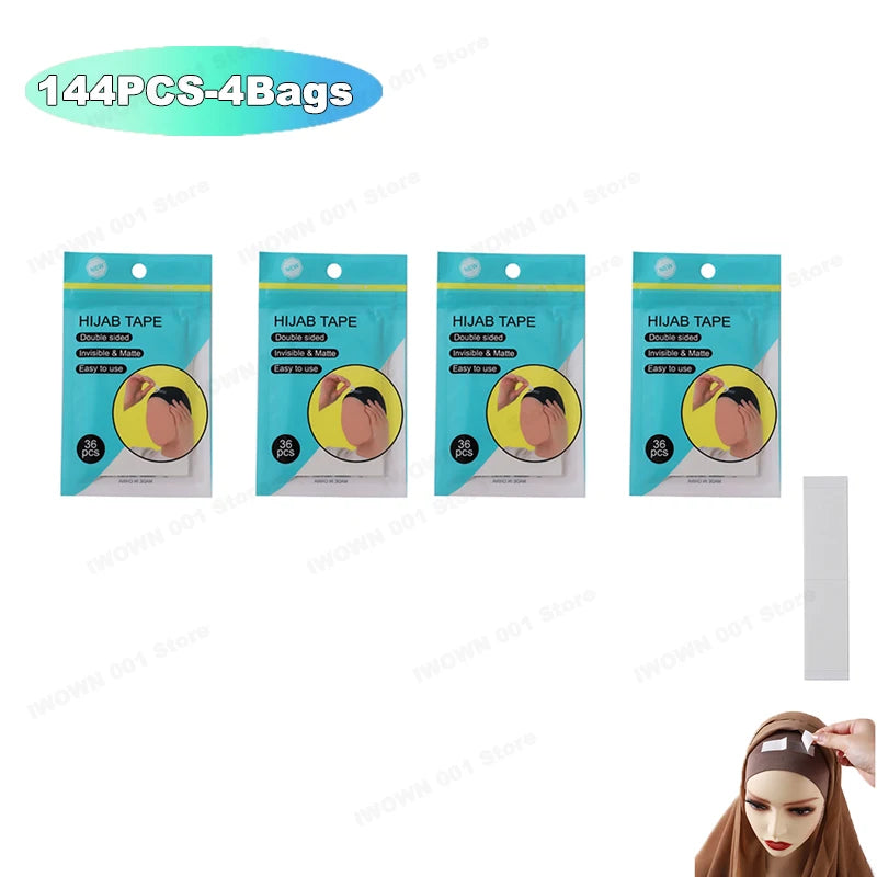 36pcs/set Hijab Tape Muslim Women Hijab Accessory Non-slip Undercap Scarf Double Sided Transparent Removeable Tape Easy to Use