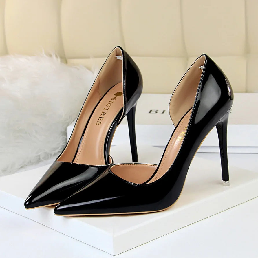 Women 10.5cm High Heels Pumps Lady Stripper Stiletto Metallic Leather Scarpins Wedding Heels Catwalk Party Silver Gold Shoes