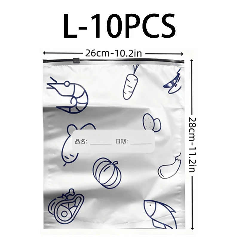 60pcs Aluminum Foil Food Sealable Storage Bags, Freezer Bags, Up Sealable Bags with Label And Zip Lock, Zip Seal Food Bags