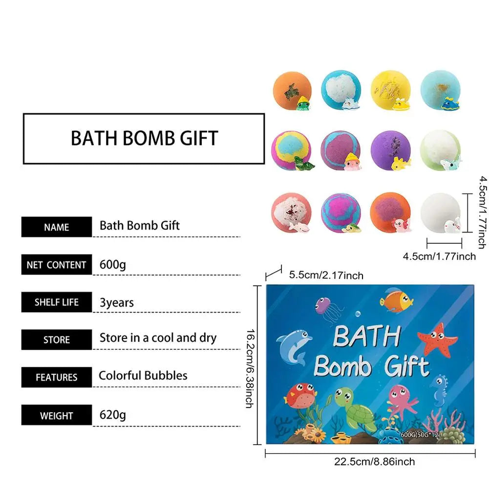 50gx12 Bath Bombs For Kids With Surprise Toys Inside For Kids Boys And Girls Holiday Bubble Bath With Cheerful Scent