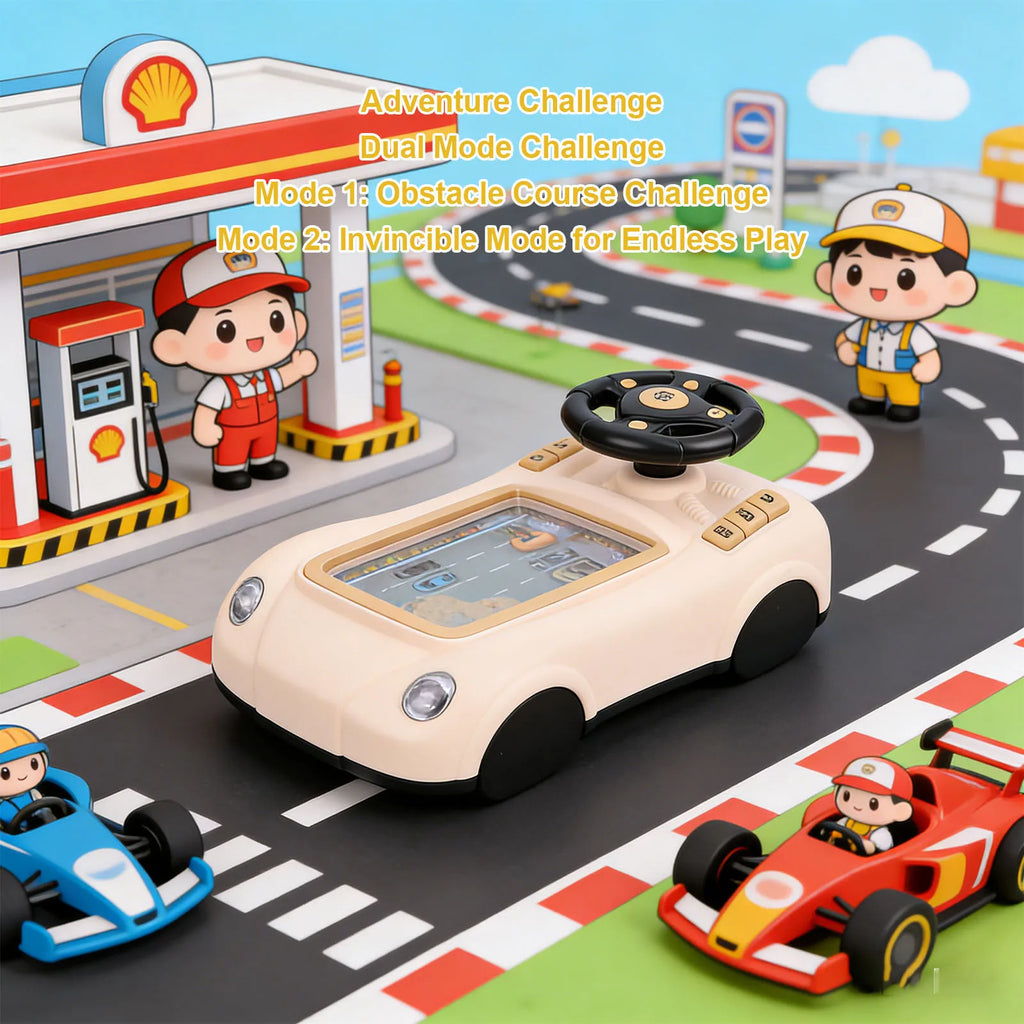 Kids Steering Wheel Racing Car Toy Car Racing Adventure Toy with Steering Wheel Interactive Simulated Driving Racing Car Game