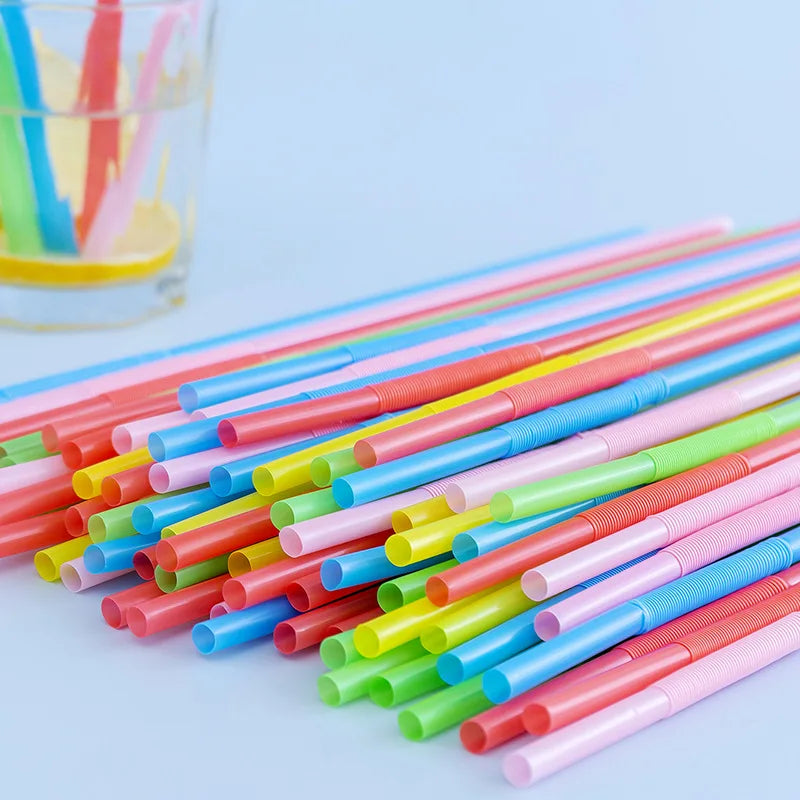 100pcs/pack Colorful Black Drinking Kunstst of Straws Bar Party Wedding Kitchen Pajitas Plastique Beverage Straws