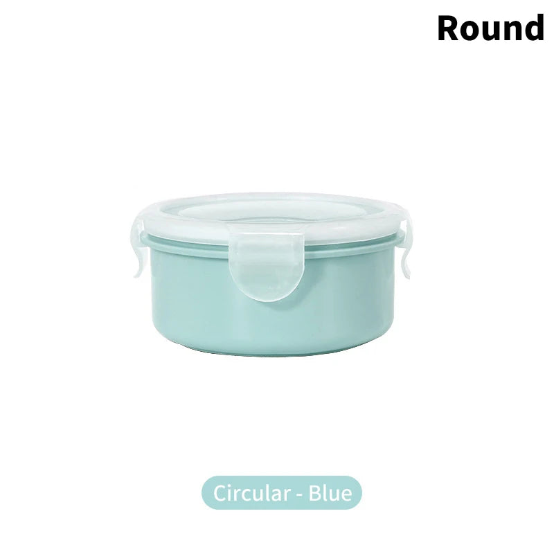Mini Refrigerator Crisper Small Lunch Box Plastic Airtight Jar Storage Box Round Kitchen Insulated Lunch Box Organizer Snack Box