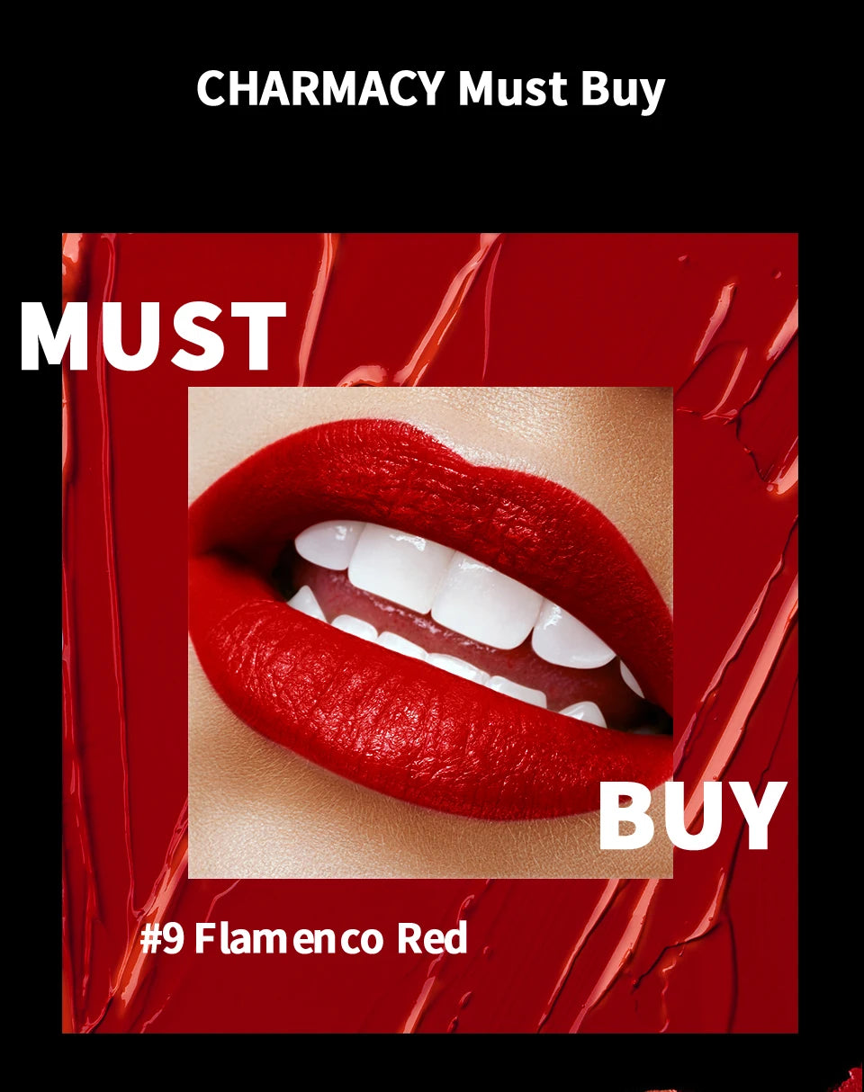 CHARMACY 6 Colors Luxury Velvet Nude Moisturize Lipstick Long Lasting Easy to Wear Korean LipStick for Women Makeup Cosmetic