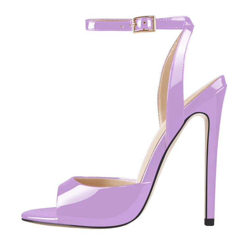 Onlymaker Women  Peep Toe 12CM Thin High Heels Pumps Sandals Ladies Buckle Strap Open Toe Big Size Summer Stiletto Sandals