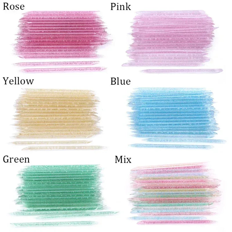 50/100 Pcs Reusable Double-Ended Cuticle Tool - Crystal Nail Art Pusher for Manicure & Pedicure