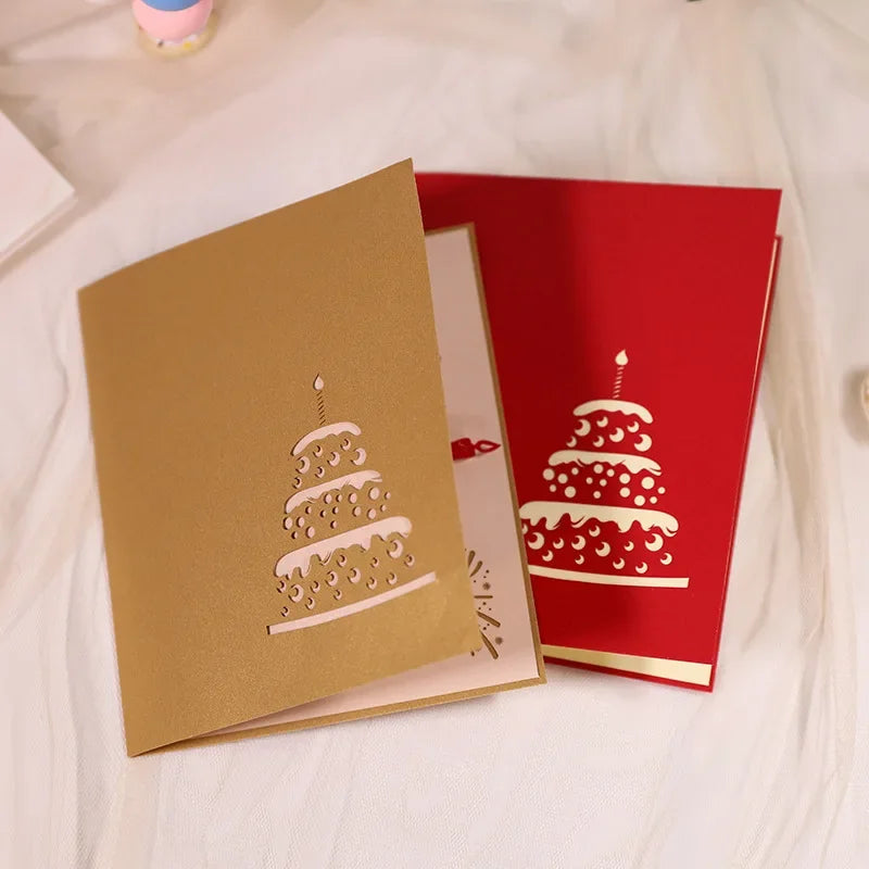 3D Light Music Birthday Card Pop Up Cake Creative Greeting Card Happy Birthday Party Gift Message Cards