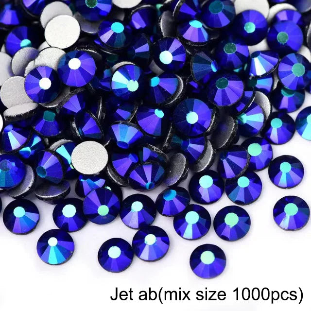 1440Pcs/Pack Flatback 3D Glass Swarovsky DIY Nails Rhinestones Art Decoration Shiny Crystal Stones Gems Manicure
